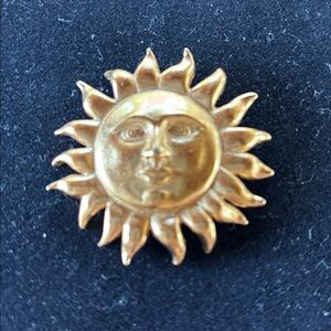 Gold plated Sun Face Brooch by Carolee